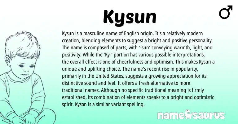 Infographic about Kysun name meaning, Kysun is a name from English origin(s).