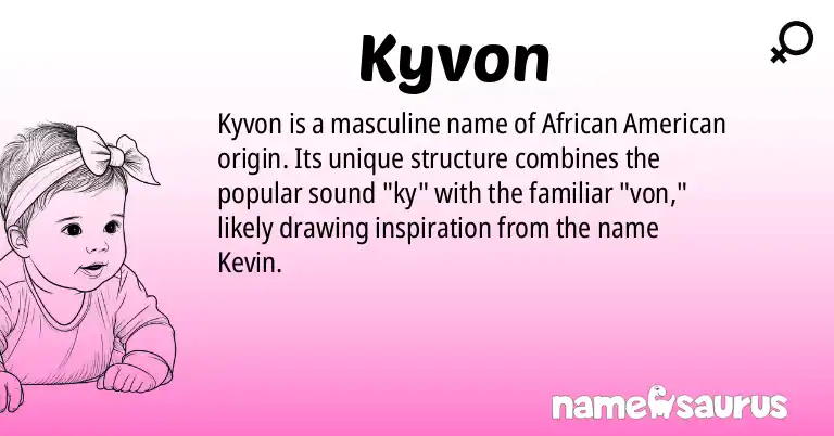 Infographic about Kyvon name meaning, Kyvon is a name from African American origin(s).