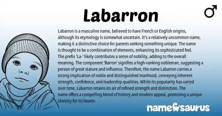 Infographic about Labarron name meaning, Labarron is a name from English origin(s).