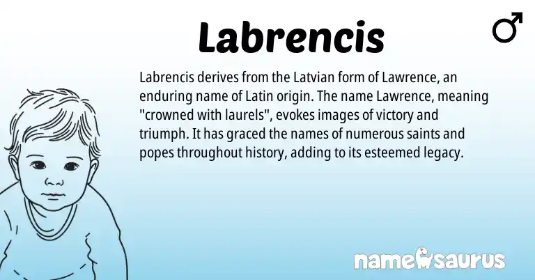Infographic about Labrencis name meaning, Labrencis is a name from Latin, Latvian origin(s).
