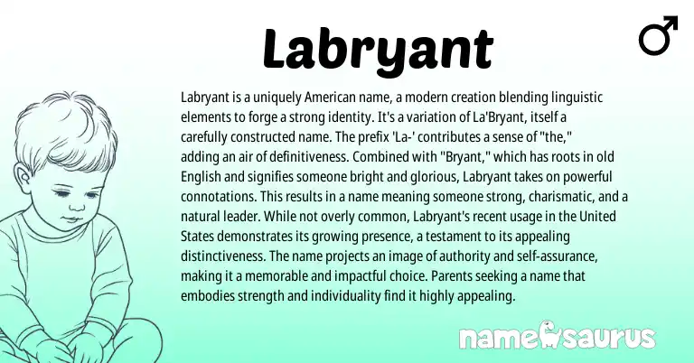 Infographic about Labryant name meaning, Labryant is a name from American origin(s).
