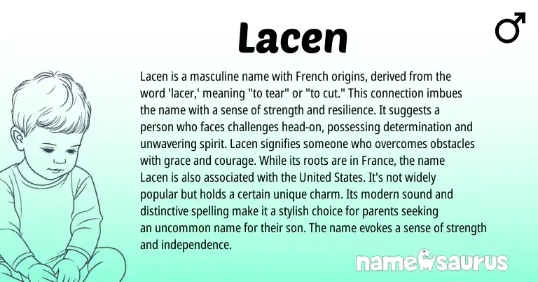 Infographic about Lacen name meaning, Lacen is a name from French origin(s).