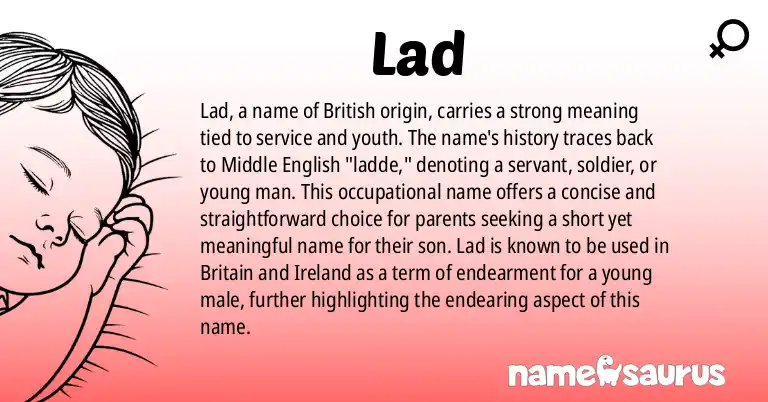 Infographic about Lad name meaning, Lad is a name from British origin(s).