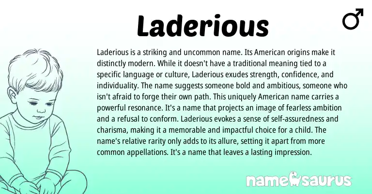 Infographic about Laderious name meaning, Laderious is a name from American origin(s).