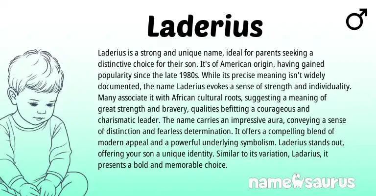 Infographic about Laderius name meaning, Laderius is a name from African origin(s).