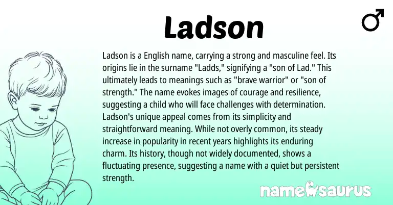 Infographic about Ladson name meaning, Ladson is a name from English origin(s).