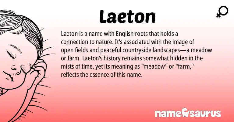 Infographic about Laeton name meaning, Laeton is a name from English origin(s).