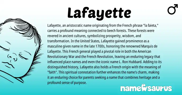 Infographic about Lafayette name meaning, Lafayette is a name from French, American, United States origin(s).