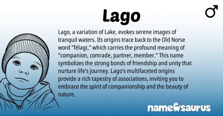 Infographic about Lago name meaning, Lago is a name from Old Norse origin(s).