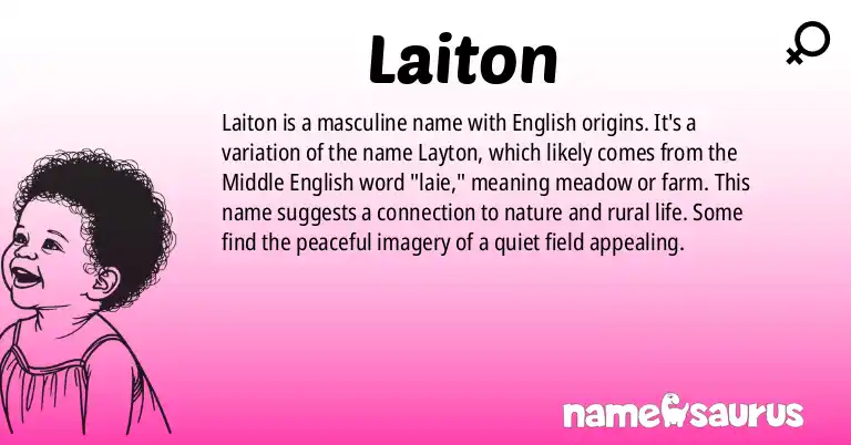 Infographic about Laiton name meaning, Laiton is a name from English origin(s).
