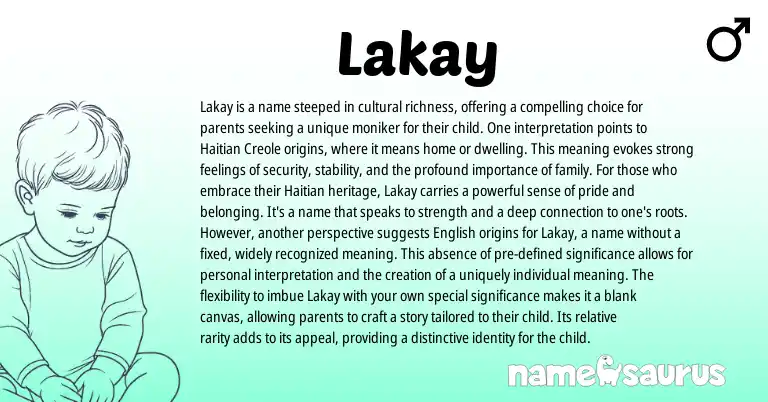 Infographic about Lakay name meaning, Lakay is a name from Haitian origin(s).