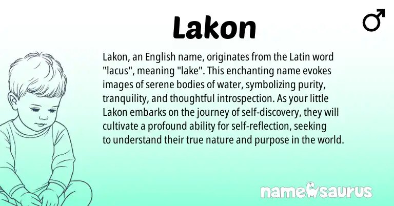 Infographic about Lakon name meaning, Lakon is a name from English, Latin origin(s).