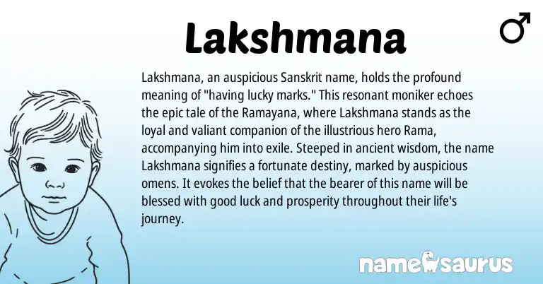 Infographic about Lakshmana name meaning, Lakshmana is a name from Sanskrit origin(s).