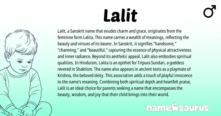 Infographic about Lalit name meaning, Lalit is a name from Hinduism, Sanskrit origin(s).