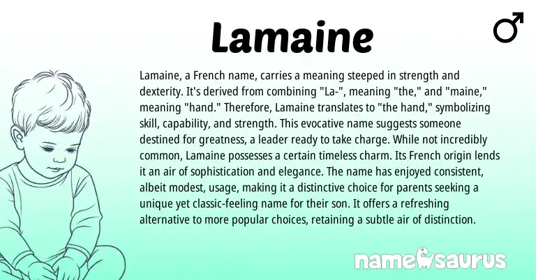 Infographic about Lamaine name meaning, Lamaine is a name from French origin(s).
