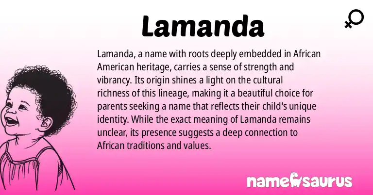 Infographic about Lamanda name meaning, Lamanda is a name from African American origin(s).