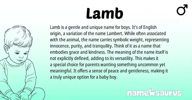 Infographic about Lamb name meaning, Lamb is a name from English origin(s).