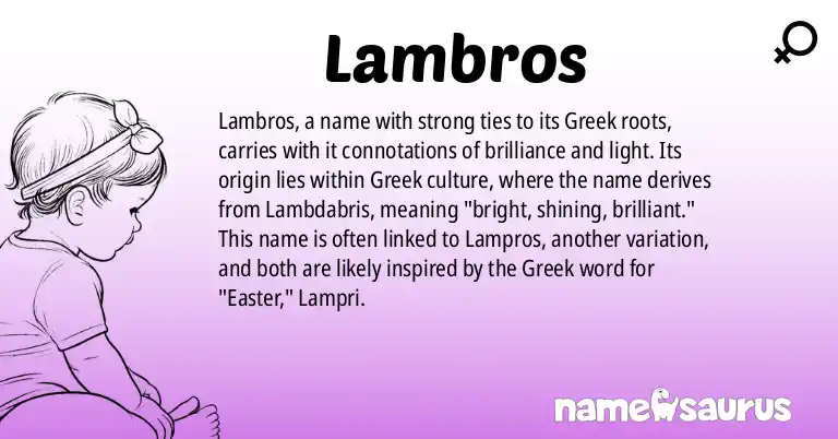 Infographic about Lambros name meaning, Lambros is a name from Greek origin(s).
