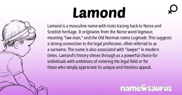 Infographic about Lamond name meaning, Lamond is a name from Norse, Medieval Scottish, Scottish and northern Irish, Scottish origin(s).