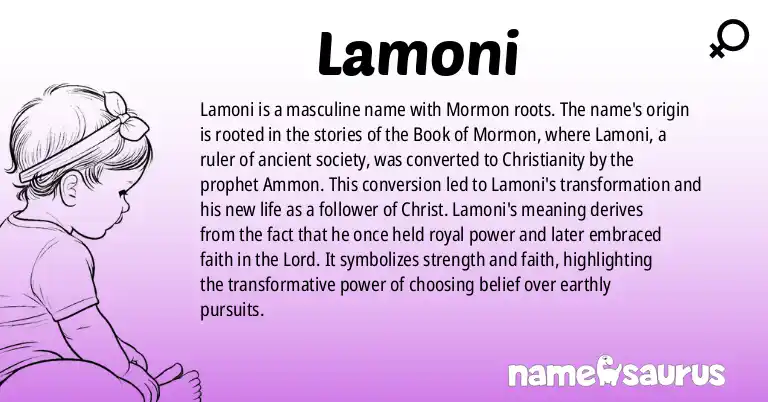 Infographic about Lamoni name meaning, Lamoni is a name from Mormon origin(s).