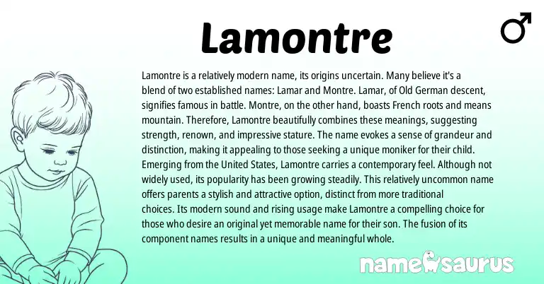 Infographic about Lamontre name meaning, Lamontre is a name from Germanic, French origin(s).