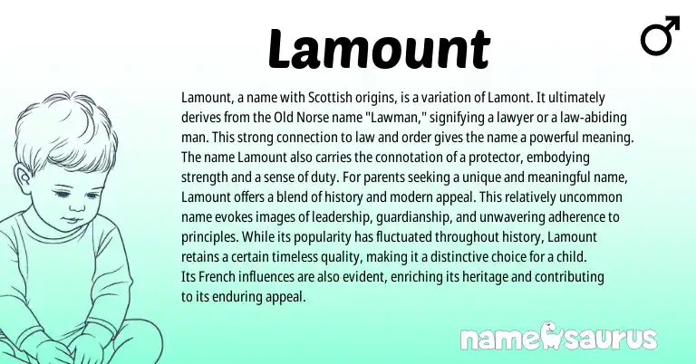 Infographic about Lamount name meaning, Lamount is a name from French, English origin(s).
