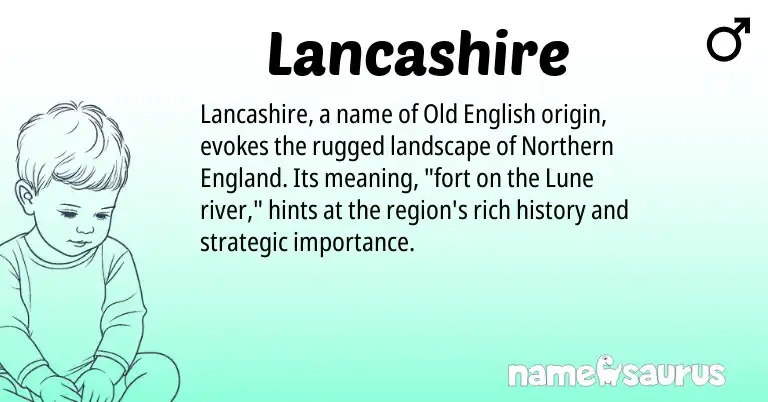 Infographic about Lancashire name meaning, Lancashire is a name from Old English, England origin(s).