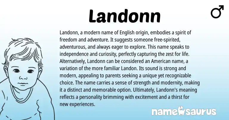 Infographic about Landonn name meaning, Landonn is a name from English origin(s).