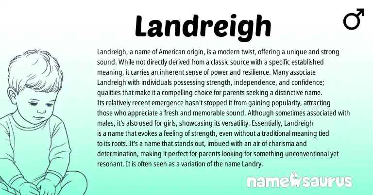 Infographic about Landreigh name meaning, Landreigh is a name from English origin(s).