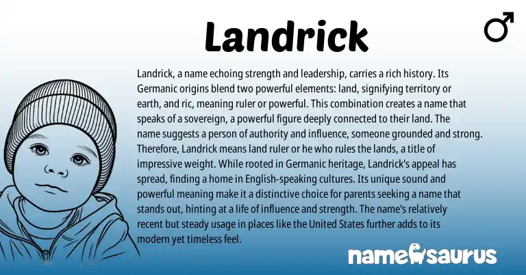 Infographic about Landrick name meaning, Landrick is a name from Germanic, English origin(s).