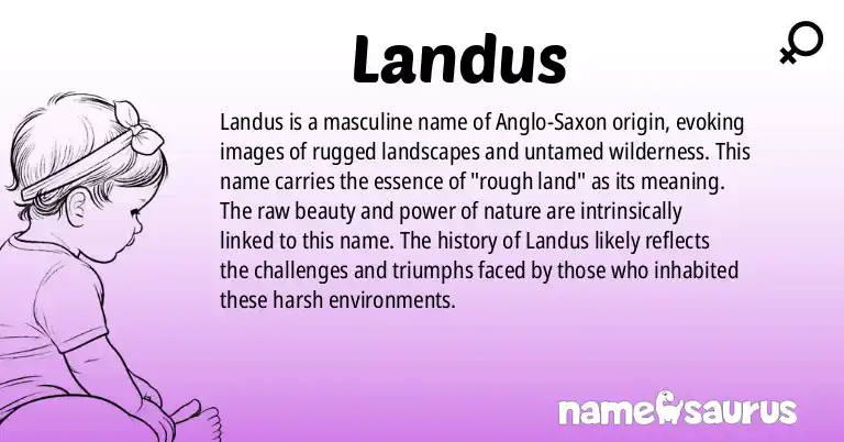 Infographic about Landus name meaning, Landus is a name from Anglo-Saxon origin(s).