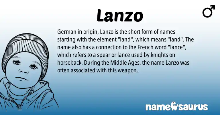 Infographic about Lanzo name meaning, Lanzo is a name from German, French origin(s).