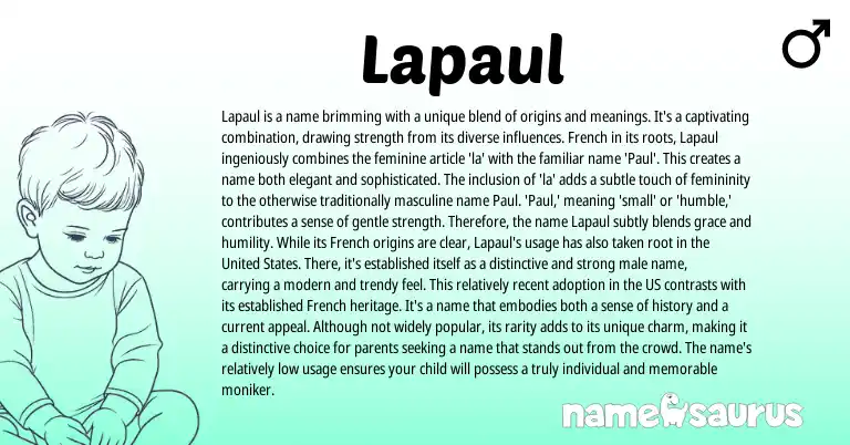 Infographic about Lapaul name meaning, Lapaul is a name from French, English origin(s).