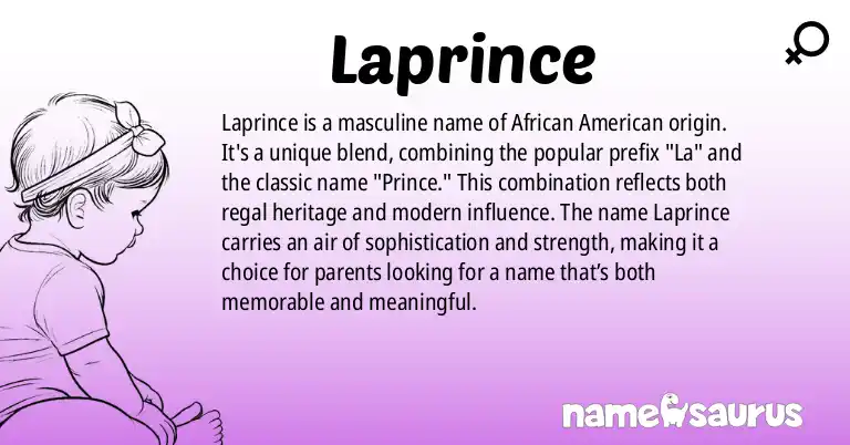 Infographic about Laprince name meaning, Laprince is a name from African American origin(s).