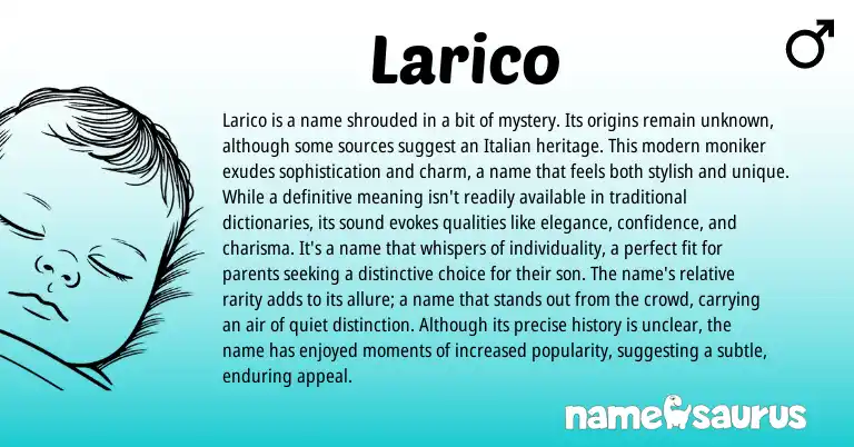 Infographic about Larico name meaning, Larico is a name from Italian, Spanish origin(s).