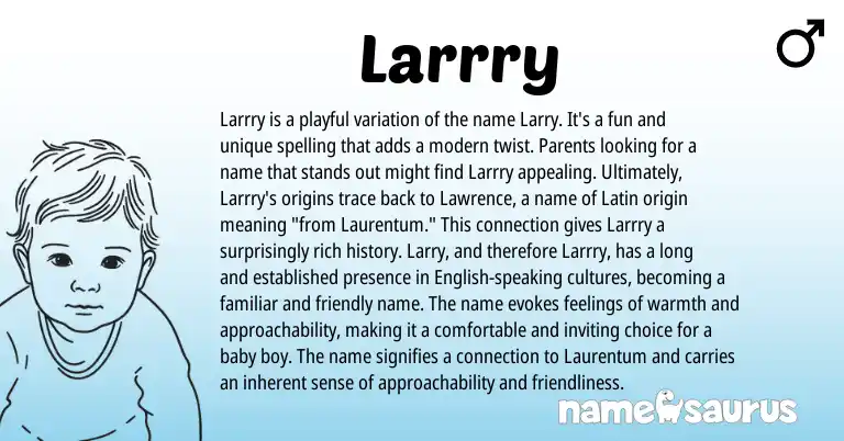 Infographic about Larrry name meaning, Larrry is a name from English origin(s).