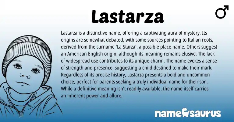Infographic about Lastarza name meaning, Lastarza is a name from Italian origin(s).