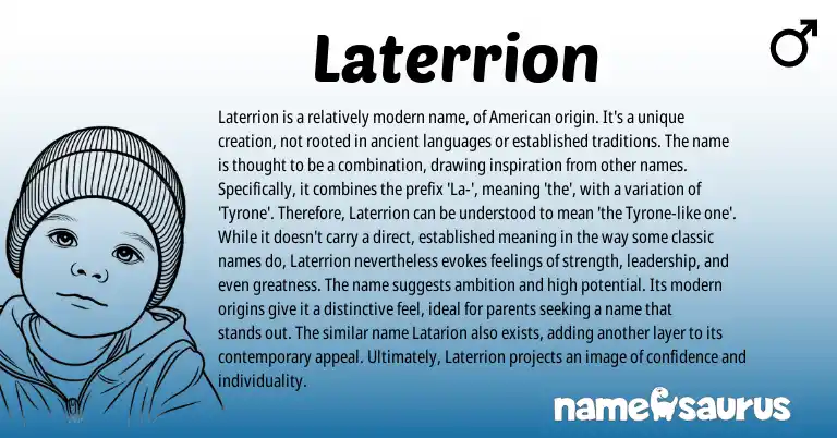 Infographic about Laterrion name meaning, Laterrion is a name from American origin(s).