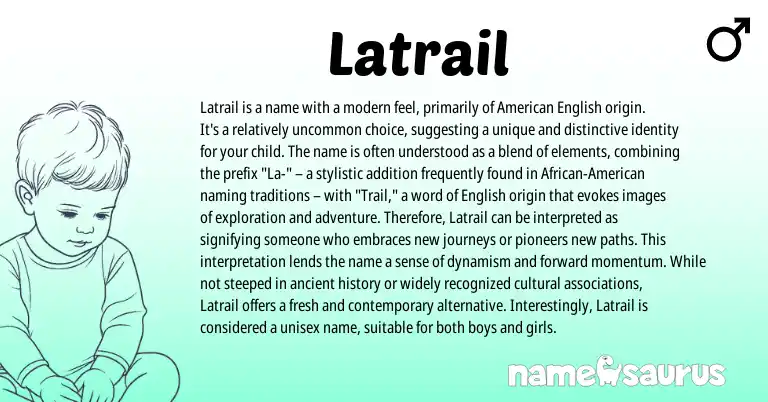 Infographic about Latrail name meaning, Latrail is a name from English origin(s).