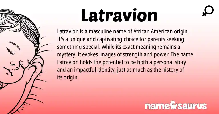 Infographic about Latravion name meaning, Latravion is a name from African American origin(s).