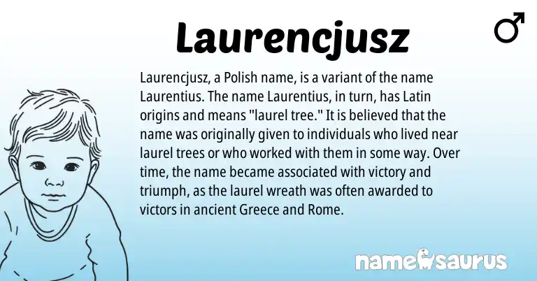 Infographic about Laurencjusz name meaning, Laurencjusz is a name from Polish, Greece, Latin origin(s).