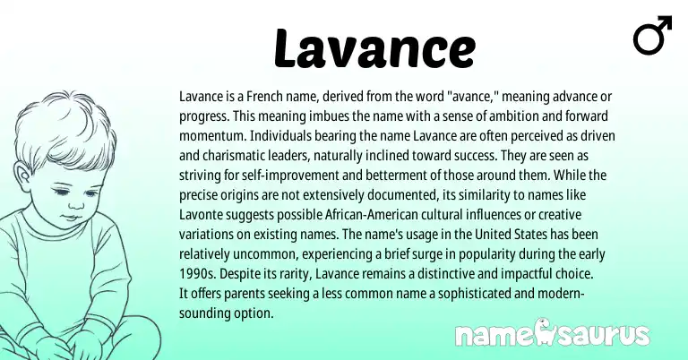 Infographic about Lavance name meaning, Lavance is a name from French origin(s).