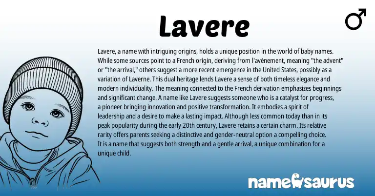Infographic about Lavere name meaning, Lavere is a name from French origin(s).
