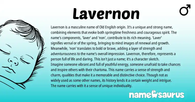 Infographic about Lavernon name meaning, Lavernon is a name from English origin(s).