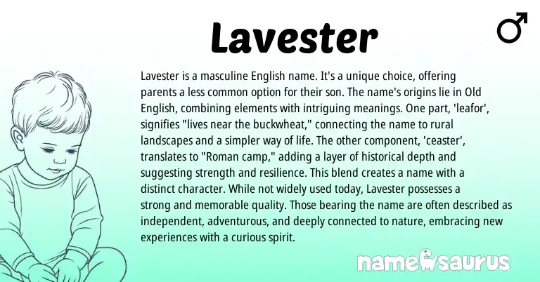 Infographic about Lavester name meaning, Lavester is a name from English origin(s).