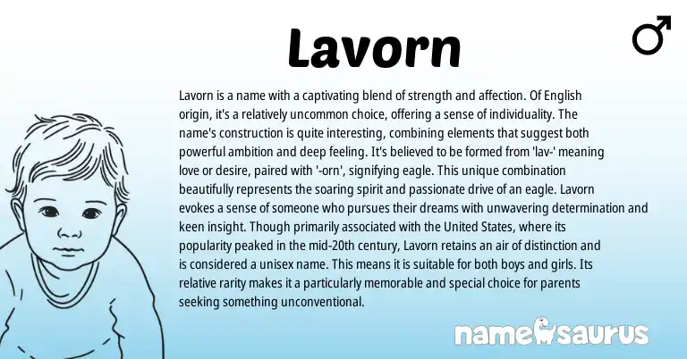 Infographic about Lavorn name meaning, Lavorn is a name from English origin(s).