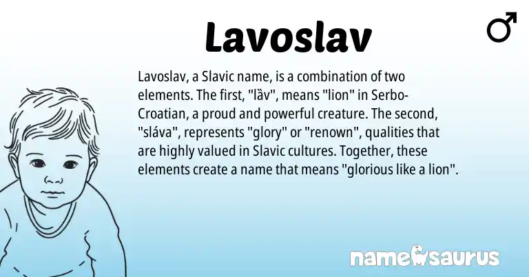 Infographic about Lavoslav name meaning, Lavoslav is a name from Croatian, Slavic, Serbo origin(s).