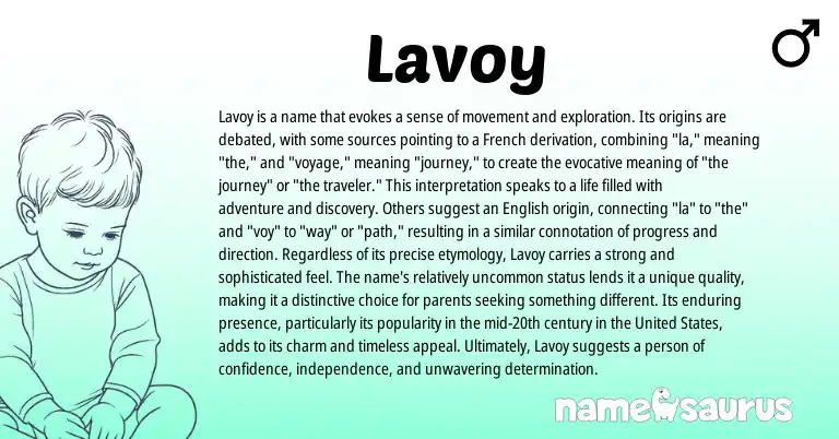 Infographic about Lavoy name meaning, Lavoy is a name from French origin(s).