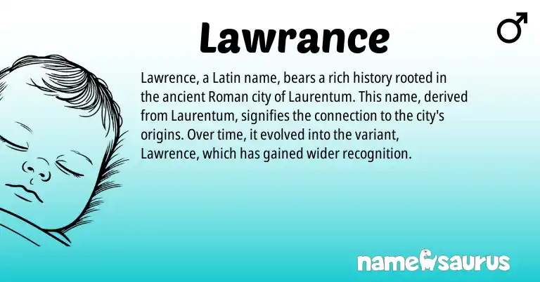 Infographic about Lawrance name meaning, Lawrance is a name from Roman, Latin origin(s).
