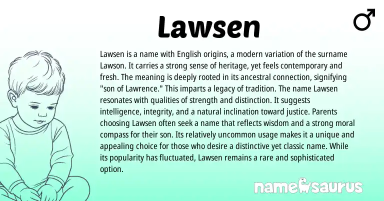 Infographic about Lawsen name meaning, Lawsen is a name from English origin(s).